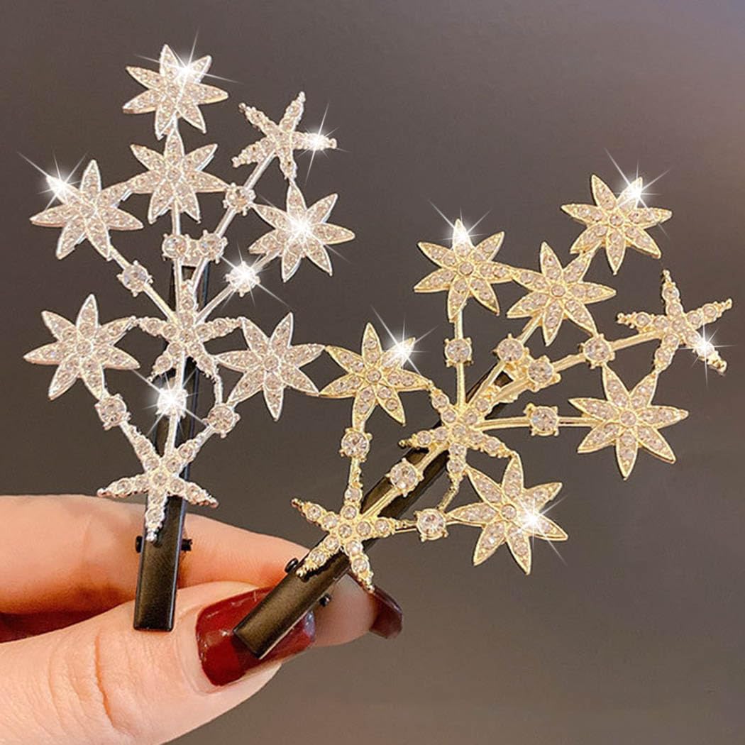 BARTOSI Star Hair Clips Gold Rhinestone Hair Barrettes Bride Wedding Hair Pieces Celestial Hair Accessories for Women and Girls (Pack of 2) Beauty & Personal Care BARTOSI