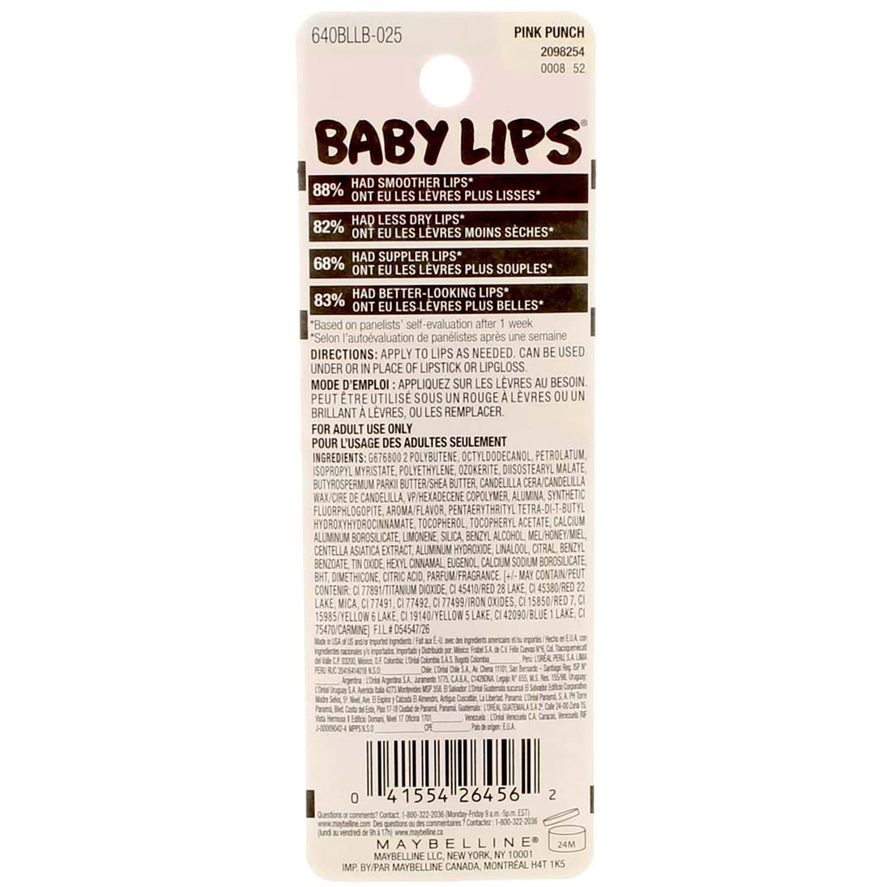 Maybelline Baby Lips Moisturizing Lip Balm SPF 20, Pink Punch 0.15 oz (Pack of 5) Beauty & Personal Care MAYBELLINE