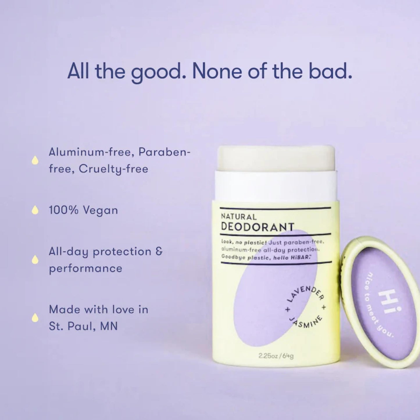 HiBAR - Lavender & Jasmine Plastic Free Deodorant - Natural Deodorant - All-Day Protection - With Sunflower Seed Wax, Rice Bran & Shea Butter Beauty and Personal Care HIBAR