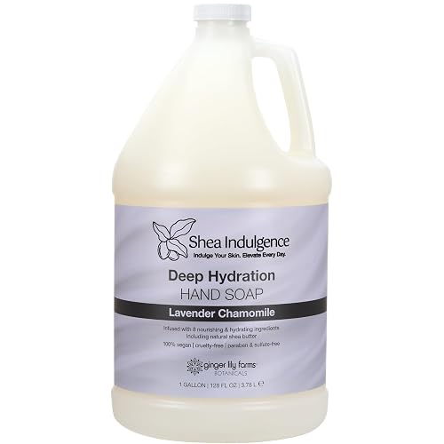 Ginger Lily Farms Botanicals Shea Indulgence Deep Hydration Liquid Hand Soap Refill, 100% Vegan & Cruelty-Free, Lavender Chamomile Scent, 1 Gallon Beauty & Personal Care Ginger Lily Farms
