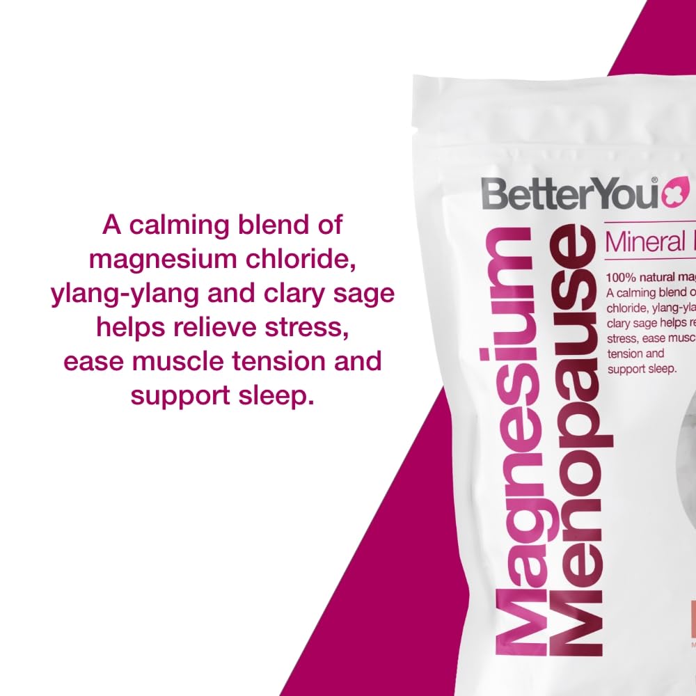 BetterYou Magnesium Menopause Bath Flakes - Magnesium Bath Soak and Menopause Support - Soothes Sore Muscles - Ylang Ylang and Clary Sage - 1.6 lb Beauty and Personal Care BetterYou