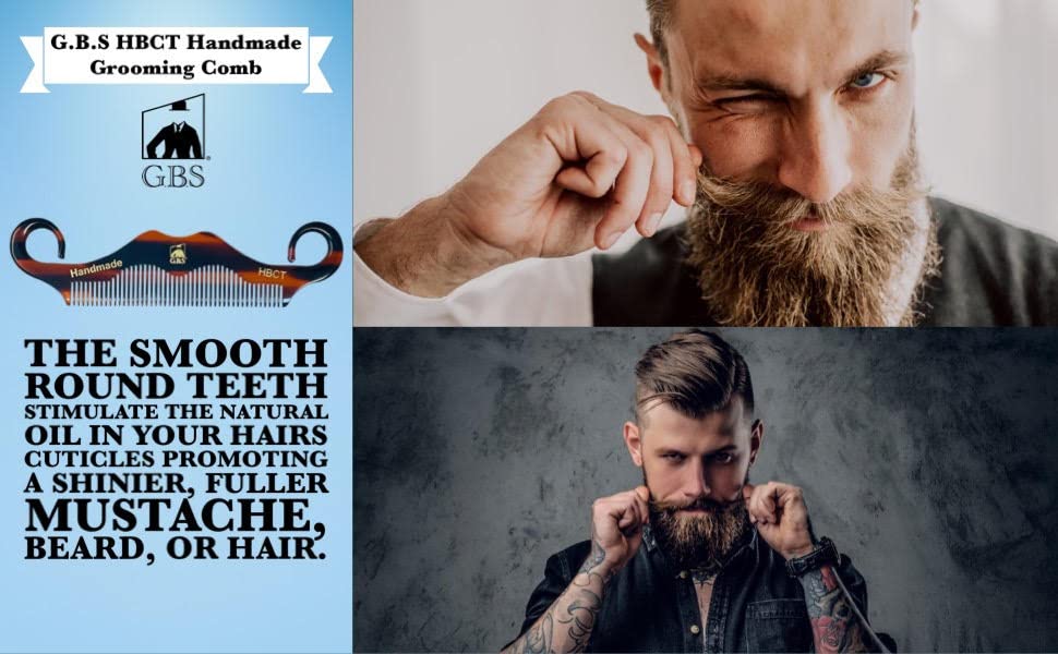 GBS 3 pk HBCT- Handle Bar Style - 5 1/4" Long - Anti Static No Cling No Snag Smooth Edges - Hand-Made of Quality Cellulose Acetate, Saw-Cut & Hand Beauty & Personal Care G.B.S