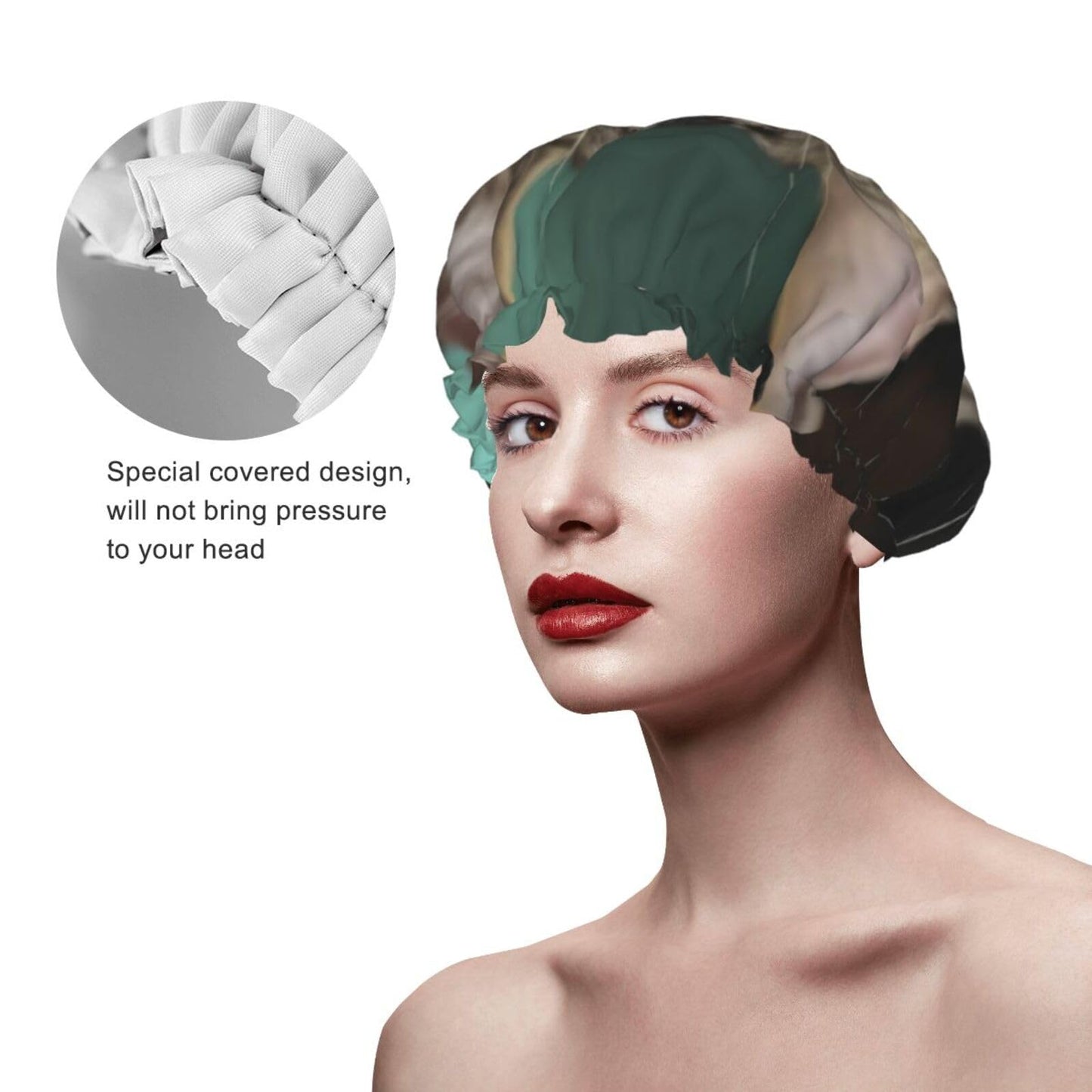 A curious cat Shower Cap for Women Men Large Reusable Shower Bonnet Double-Layer Waterproof Bath Caps Elastic Band Hair Hat for All Hairstyles Beauty and Personal Care BWLHJKE
