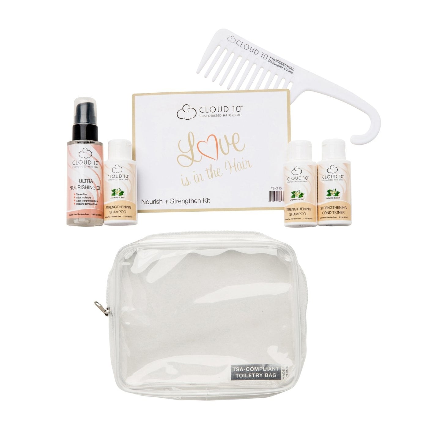 Cloud 10 Nourish + Strengthen (Travel Kit) - Cruelty Free, Wide Tooth Detangler Comb & TSA Compliant Carrying Case Beauty & Personal Care Cloud 10