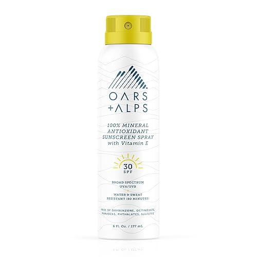 Oars + Alps Sunscreen Spray for Face & Body, SPF 30 Spray Sunscreen Infused with Vitamin E & Antioxidants, No White Residue, Water & Sweat Resistant Beauty & Personal Care Oars + Alps