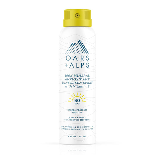 Oars + Alps Sunscreen Spray for Face & Body, SPF 30 Spray Sunscreen Infused with Vitamin E & Antioxidants, No White Residue, Water & Sweat Resistant Beauty & Personal Care Oars + Alps