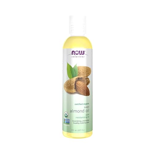 NOW Foods Solutions, Organic Sweet Almond Oil, 100% Pure Moisturizing Oil, Promotes Healthy-Looking Skin, Unscented Oil, 8-Ounce Beauty & Personal Care NOW Foods