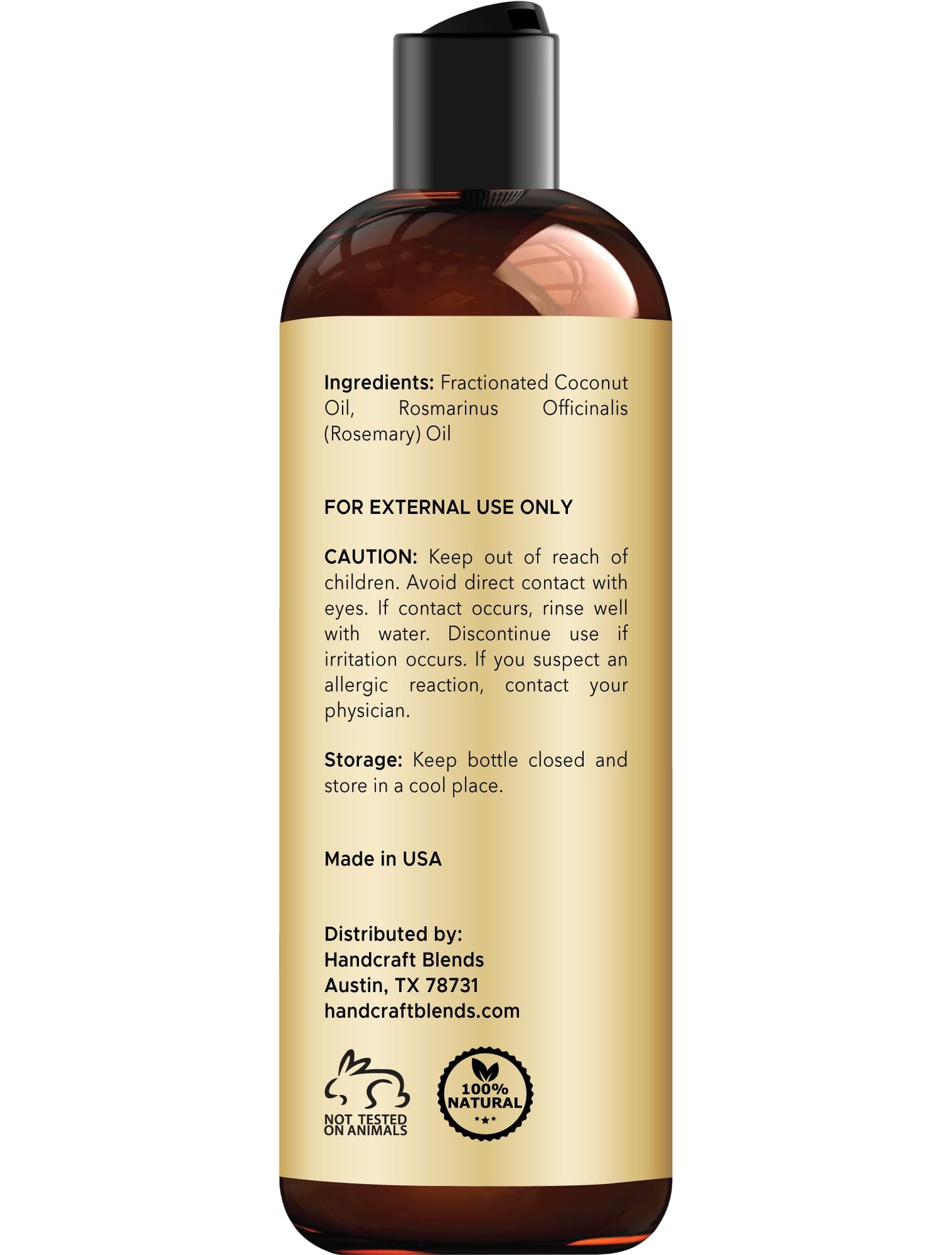 Handcraft Blends Fractionated Coconut Oil Infused with Rosemary - 8 Fl Oz - 100% Pure and Natural - Premium Grade Carrier for Skin, Hair and Massage Beauty & Personal Care Handcraft Blends
