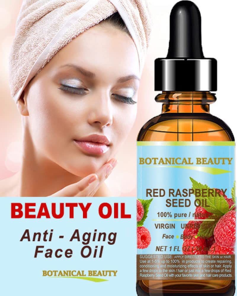 Botanical Beauty RED RASPBERRY SEED OIL 100% Pure Natural Virgin Unrefined Undiluted Cold Pressed Carrier Oil for Face, Skin, Hair, Body, Nails. Rich Beauty & Personal Care Botanical Beauty