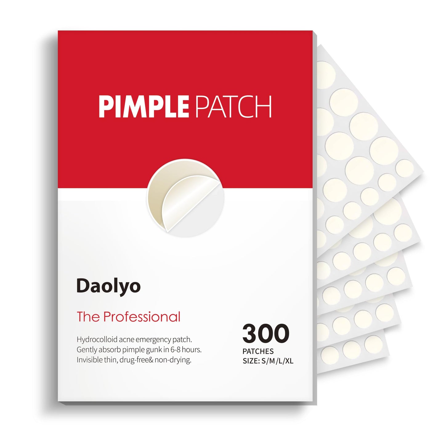 Daolyo Pimple Patches for Face, 4 Size 300 Counts Acne Patches, Hydrocolloid Patches for Covering Zits and Blemishes, Spot Stickers with Salicylic Beauty & Personal Care Daolyo