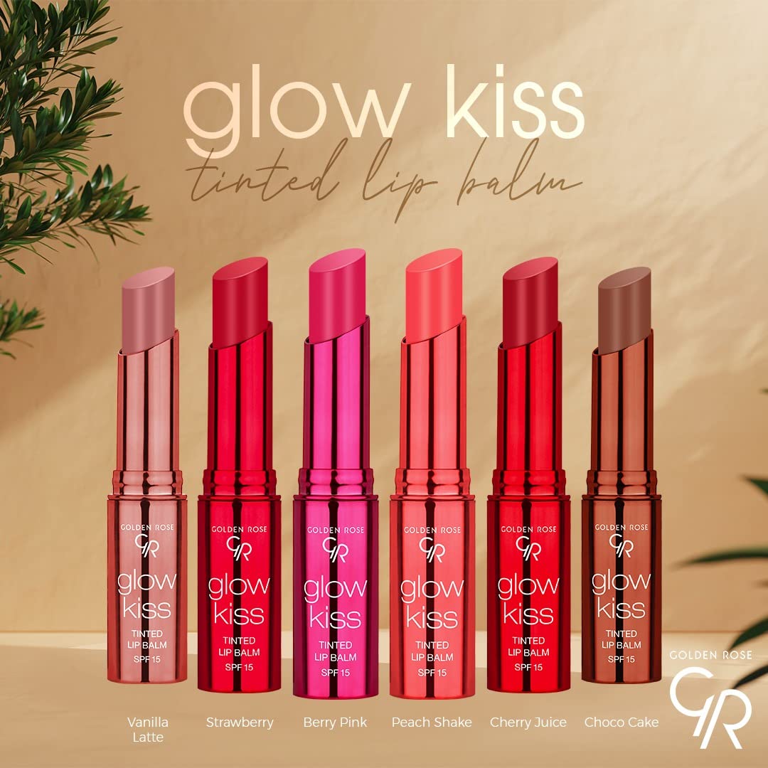 Golden Rose Cosmetics Glow Kiss Tinted Lip Balm with SPF15, Vegan Formula (Berry Pink) Beauty and Personal Care Golden Rose
