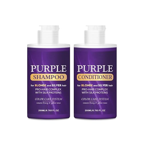 Purple Shampoo and Conditioner Set, Purple Toning Shampoo & Conditioner for Blonde, Bleached, Silver, Gray Hair, Color Treated Hair, Removes Yellow Beauty & Personal Care New Cover