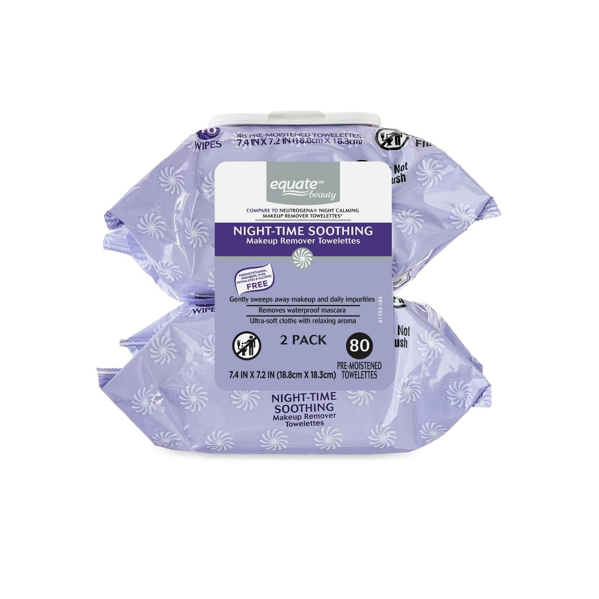 Equate Pre-Moistened Night-Time Soothing Makeup Remover Towelettes, 80 Ct, 2 Pk Beauty & Personal Care Equate