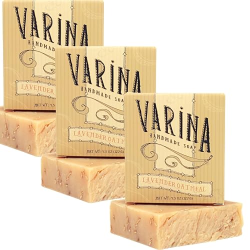 Varina Organic Lavender Oatmeal Bar Soap - Gentle Cleansing for Sensitive Skin, Herbal - 3 Pack Beauty & Personal Care Varina