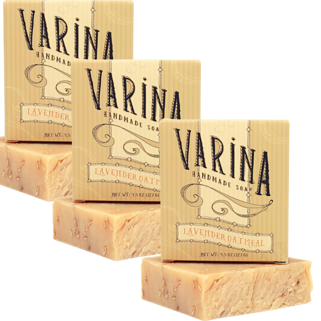 Varina Organic Lavender Oatmeal Bar Soap - Gentle Cleansing for Sensitive Skin, Herbal - 3 Pack Beauty & Personal Care Varina