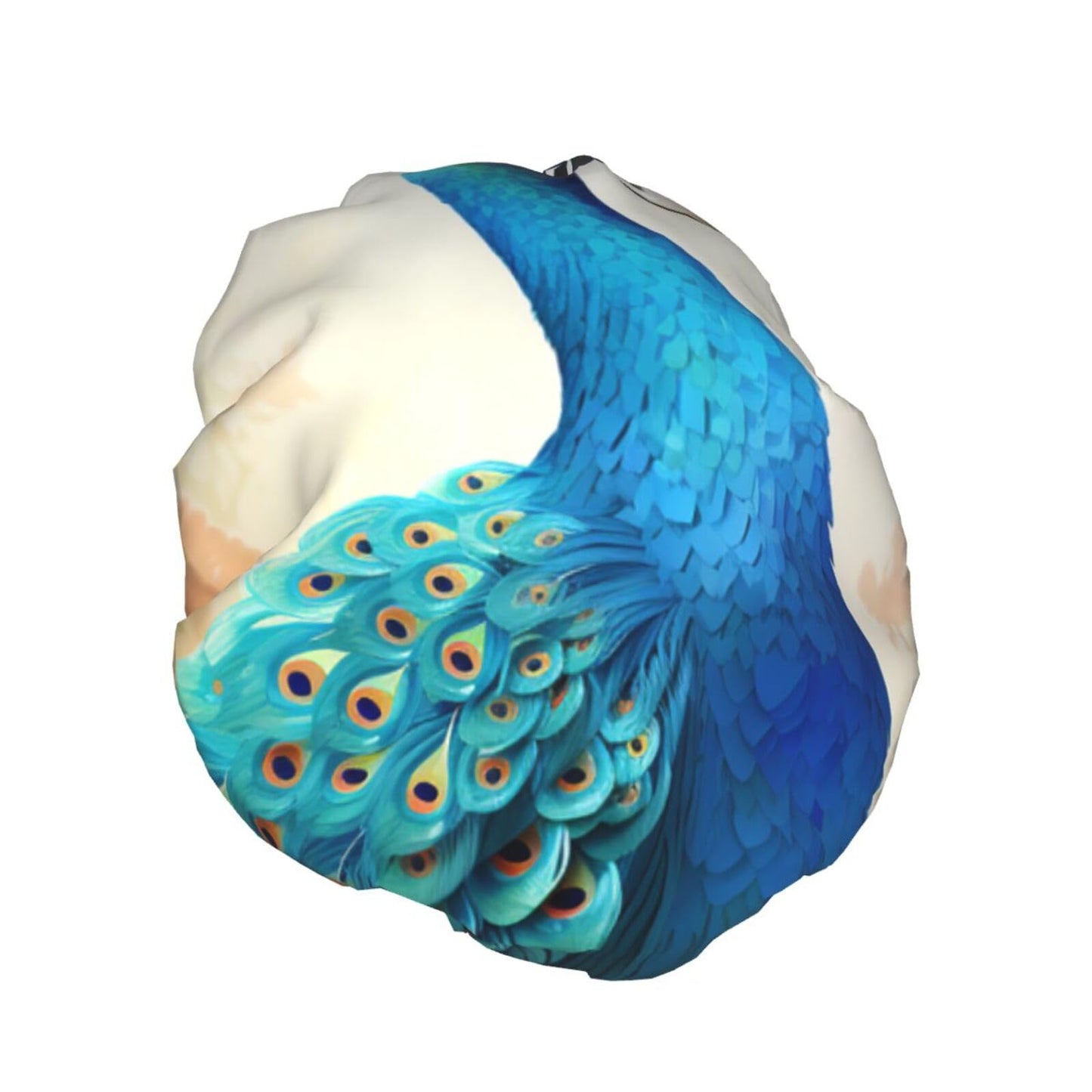 Cartoon Blue Peacock Shower Cap For Women Reusable Double Layers Bathing Bath Cap Hair Caps Waterproof Elastic Band Ladies Spa Salon Shower Hat Hair Beauty and Personal Care GDSHJKLW