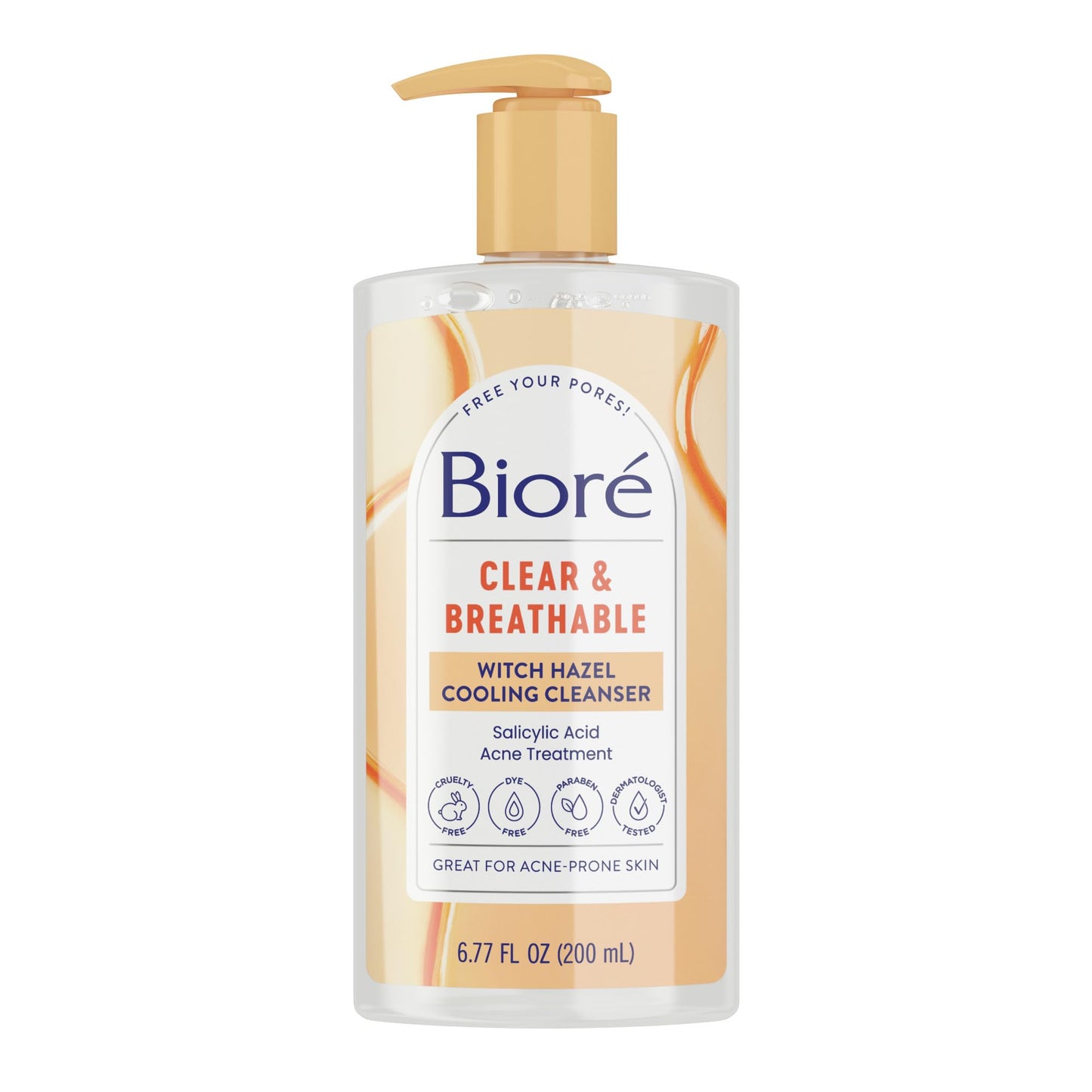 Biore Clear & Breathable Cooling Cleanser with Witch Hazel, Acne Treatment for Face, Face Scrub for Oily Skin, Salicylic Acid Cleanser, 6.77 Oz Beauty & Personal Care Bioré