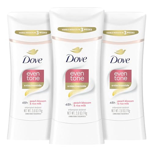 Dove Even Tone Antiperspirant Deodorant Stick Peach Blossom & Rice Milk 3 Count 2.6 oz Beauty and Personal Care Dove