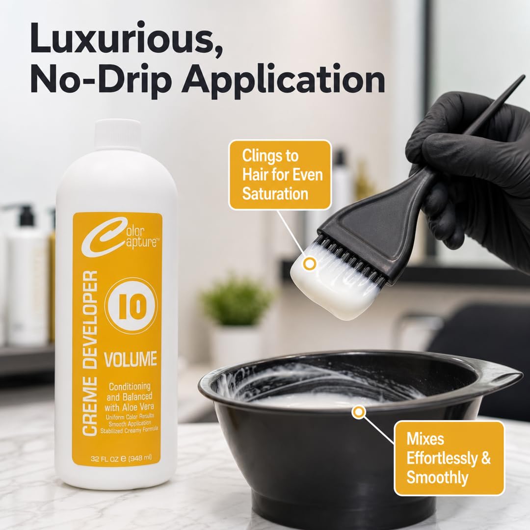 COLOR CAPTUR 10 Volume Cream Hair Developer - Aloe Vera Conditioning Activator for Deposit-Only Color | Paraben-Free, Cruelty-Free, GMP & ISO Beauty & Personal Care COLOR CAPTURE