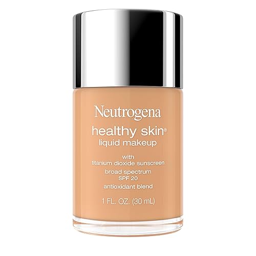 Neutrogena Healthy Skin Liquid Foundation Makeup Broad Spectrum SPF 20 Sunscreen, Medium Coverage, Vit B5, Antioxidants, All Day Wear, Creamy Beige Beauty & Personal Care Neutrogena