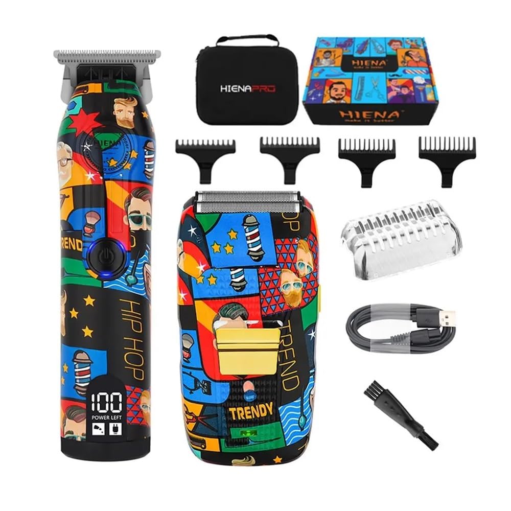 EWKYLSEM Razors Fully Graffitied Electric Trimmer Two-Piece Set, Rechargeable Cordless Hair Clippers, Men's graffitied Razor, Graffitied Beauty and Personal Care EWKYLSEM