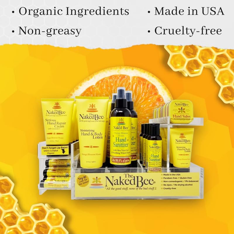 The Naked Bee Organic Orange Blossom Honey Lip Balms - 3 Pack Beauty and Personal Care The Naked Bee