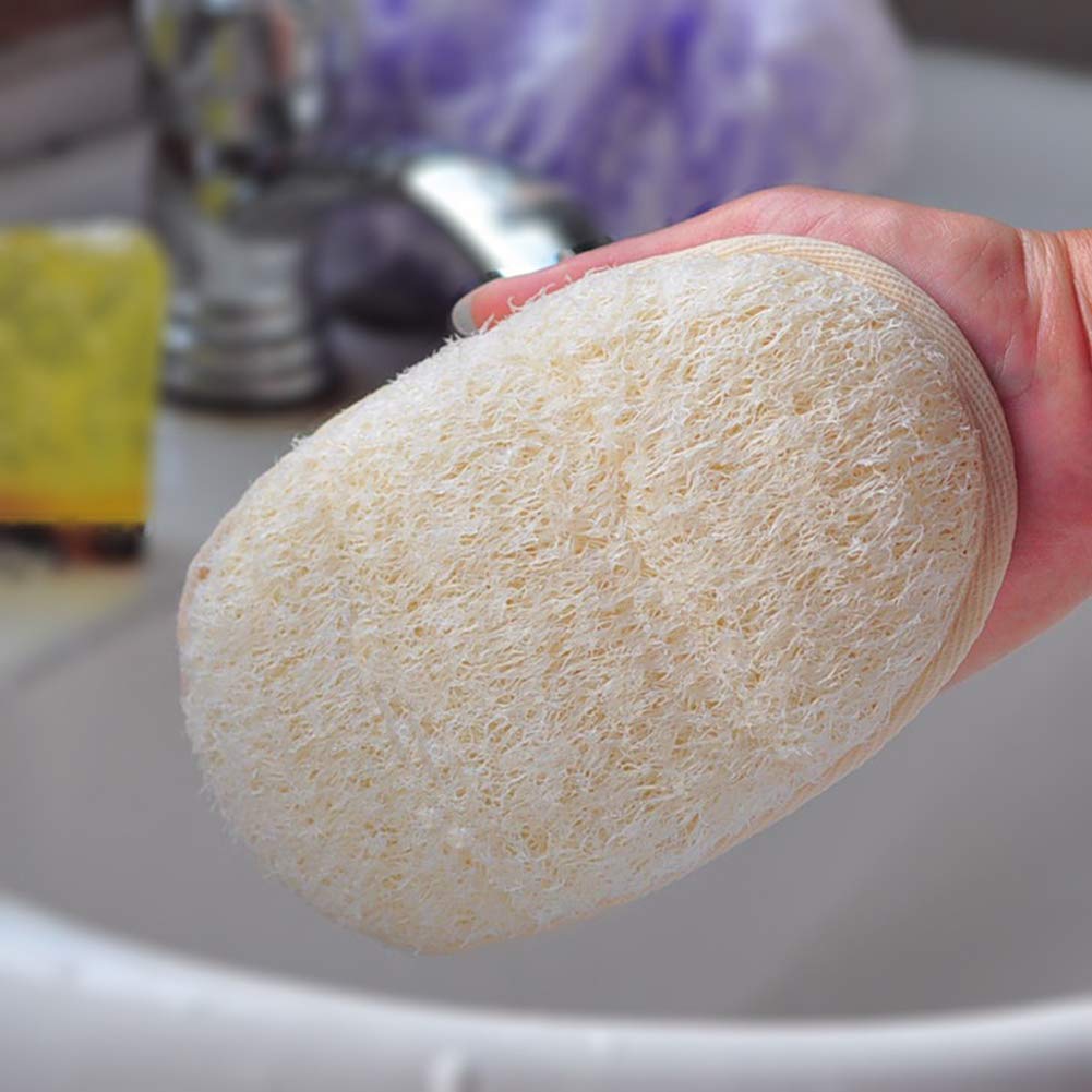 AKOAK 4 Pcs Natural Loofah Toilet Bath Exfoliating Bath Towel Environmentally Friendly Bath Loofah Sponge Mat Beauty and Personal Care AKOAK