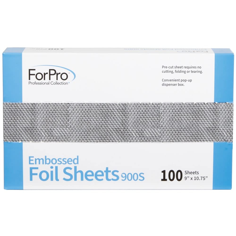 ForPro Professional Collection Embossed Foil Sheets 900S, Aluminum Foil, Pop-Up Dispenser, for Hair Color Application and Highlighting Services, Food Beauty & Personal Care ForPro Professional Collection