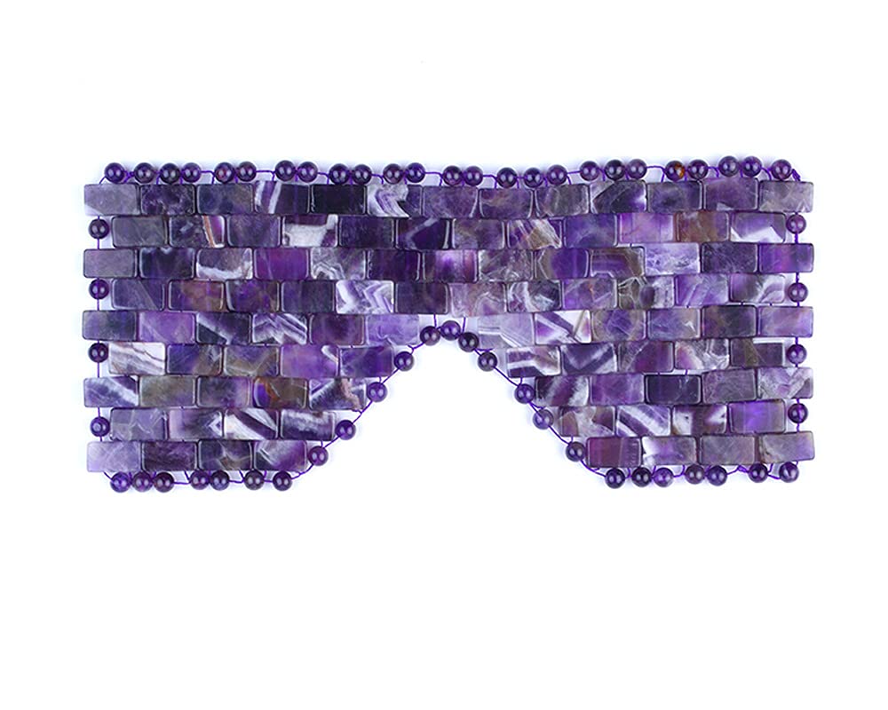 Amethyst Eye Mask for Fatigue Reduction Stress Relief 100% Amethyst Gemstone Cooling Eye Mask Lined w/Beads (Amethyst) Beauty & Personal Care Stone Story