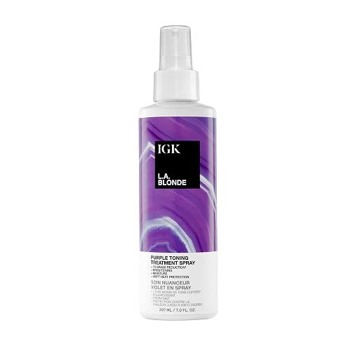 IGK LA BLONDE Purple Toning Treatment Spray | Brighten + Neutralize Brass + Heat Protectant | Vegan + Cruelty Free | 7 Oz Beauty & Personal Care IGK