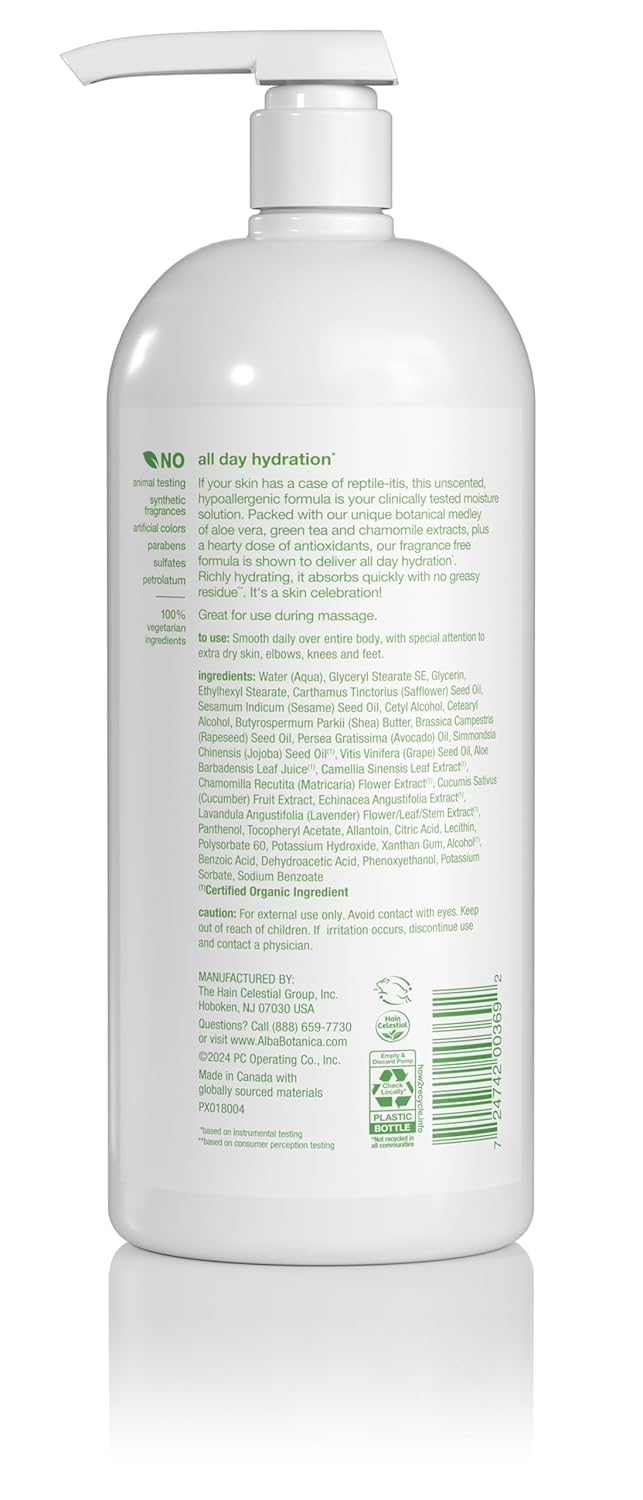 Alba Botanica Lotion Emollient Unscented, 32 Fl Oz Beauty & Personal Care Alba Botanica