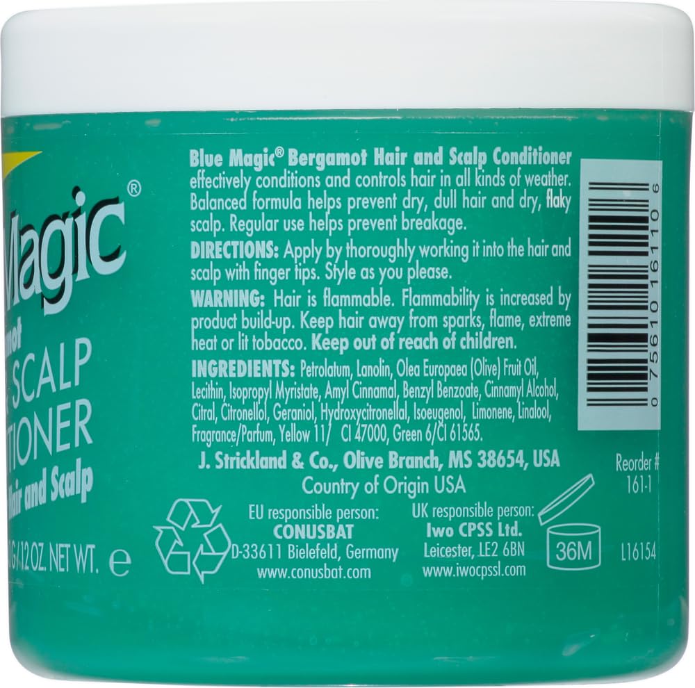 Blue Magic Bergamot Hair and Scalp Conditioner, 12 Ounce (Pack of 3)