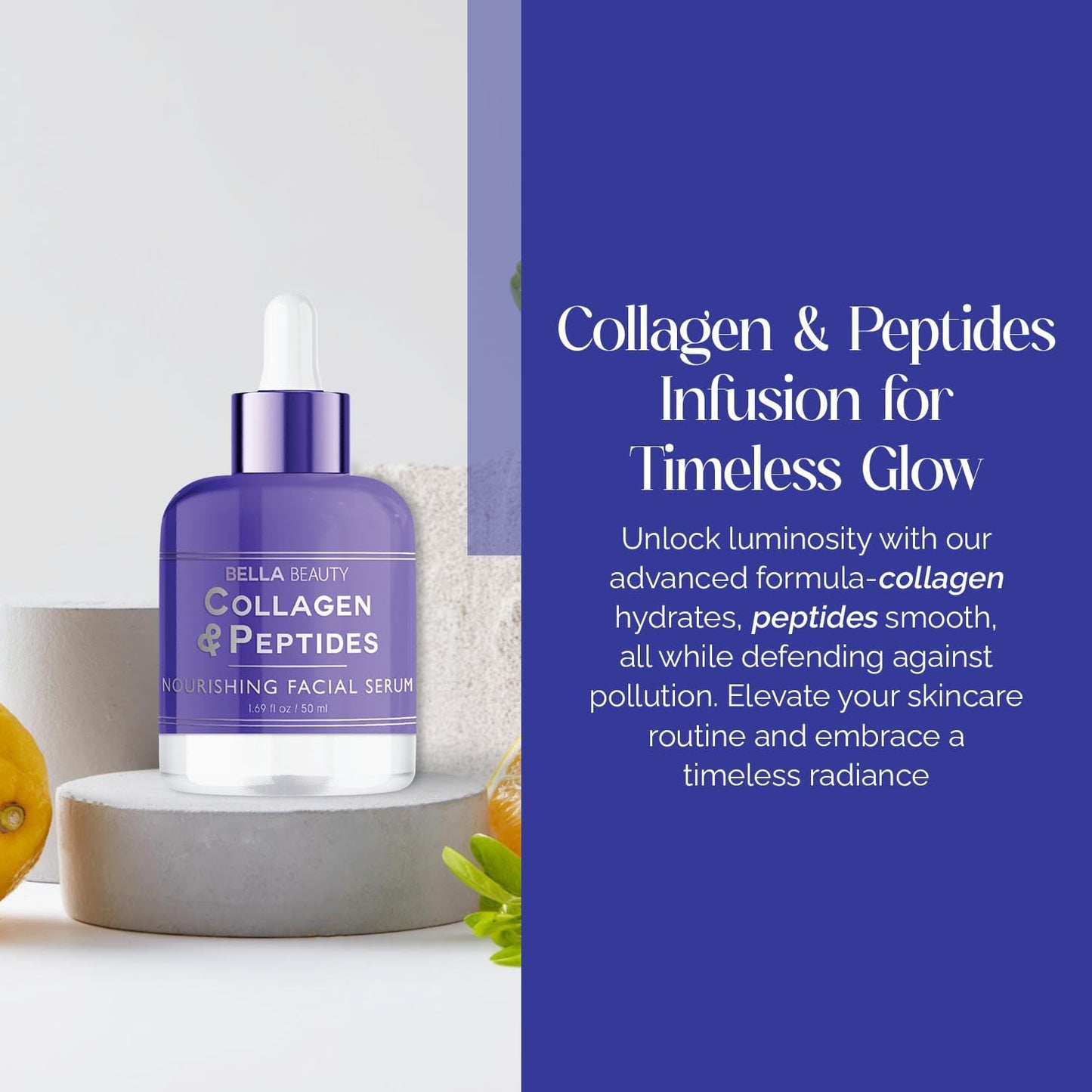 Bella Beauty Collagen & Peptides Nourishing Facial Serum - Stimulates Collagen, Reduces Fine Lines & Wrinkles, Deeply Hydrates - Dermatologist Tested Beauty & Personal Care Bella Beauty