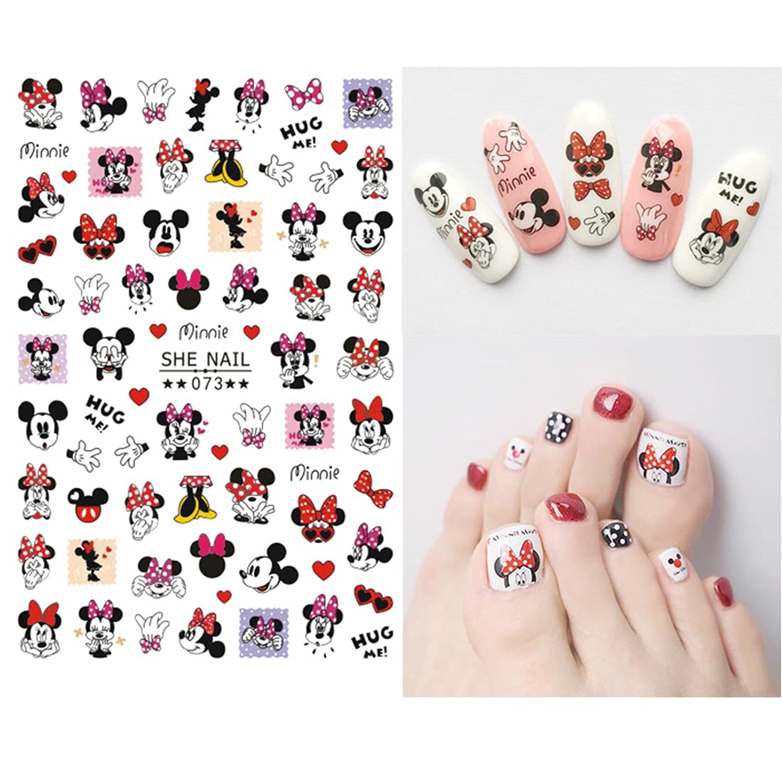 2Pieces 3D Mouse Nail Stickers Cute Kawaii Cartoon Nail Stikers Self-Adhesive Nail Decals for Women Girls Kids Nail Art Stickers (75+Decals) Beauty & Personal Care Emifunny