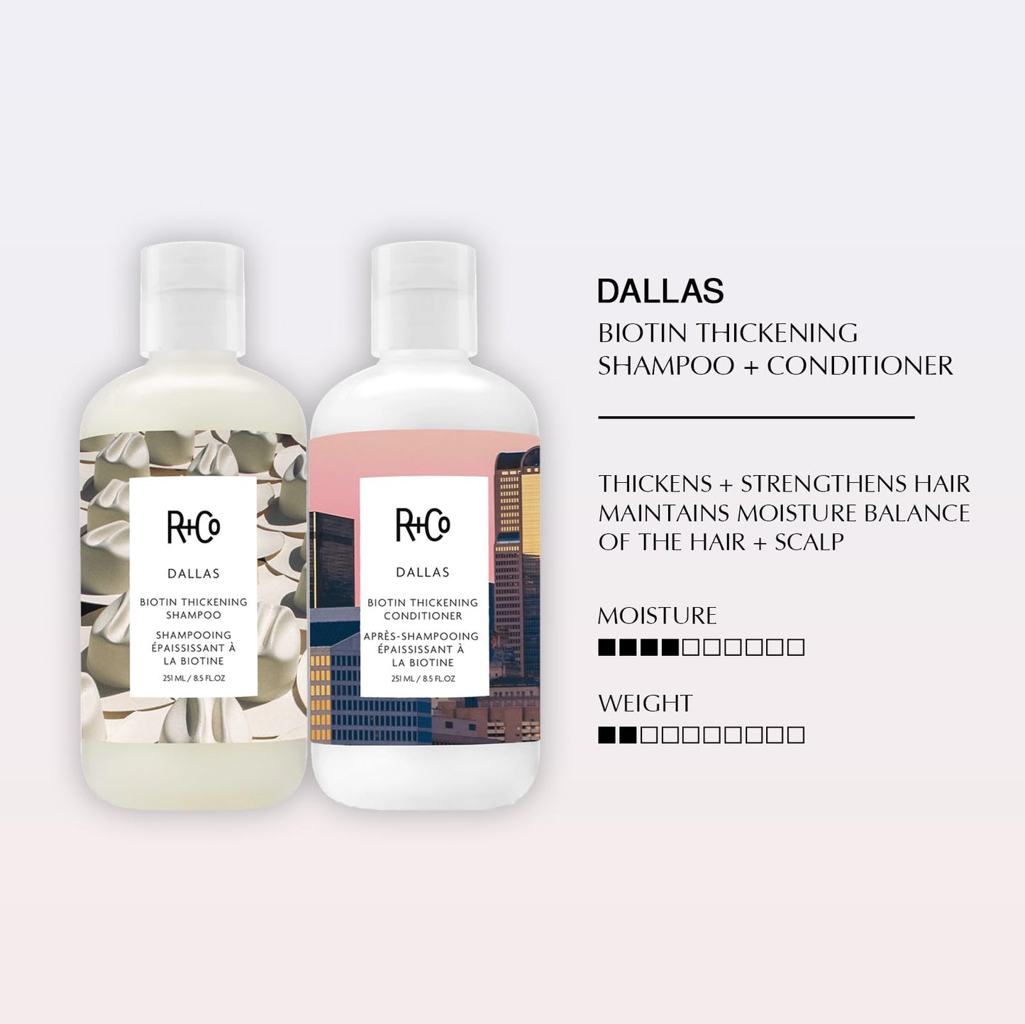 R+Co Dallas Biotin Thickening Shampoo and Conditioner Set- Volumizing Formula for Fine, Thin Hair - Adds Strength, Body & Fullness - Sulfate-Free Beauty & Personal Care R+Co