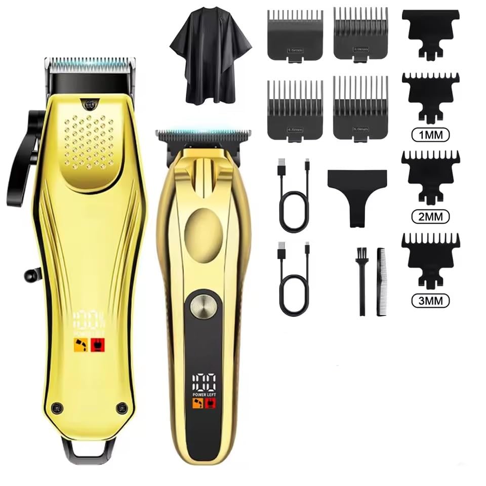 Professional Hair Clippers Set for Men,Electric Cordless Trimmer with LED Digital Display and 7 Guide Combs, Barber-Grade Cutting Machine Stainless Beauty and Personal Care QDKVTNDJZ