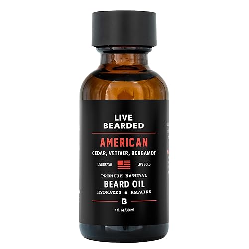Live Bearded Beard Oil, 1 fl oz - Premium All-Natural Jojoba - Made in the USA - Hair and Skin Care for Men with Dry, Flaky Patches | American Scent Beauty & Personal Care Live Bearded