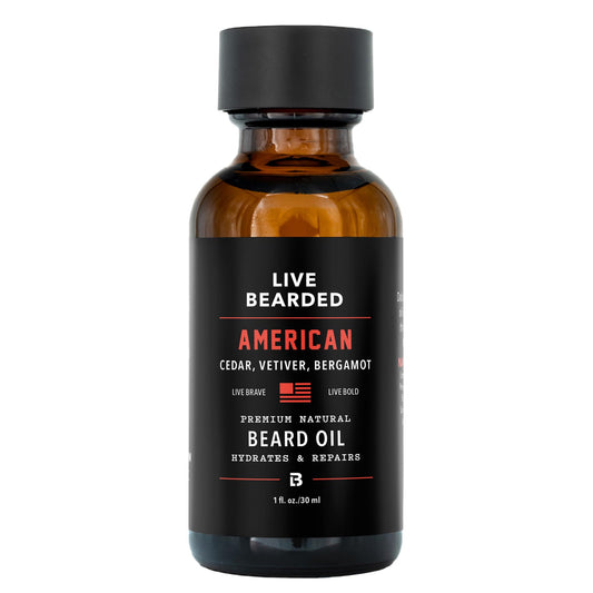Live Bearded Beard Oil, 1 fl oz - Premium All-Natural Jojoba - Made in the USA - Hair and Skin Care for Men with Dry, Flaky Patches | American Scent Beauty & Personal Care Live Bearded