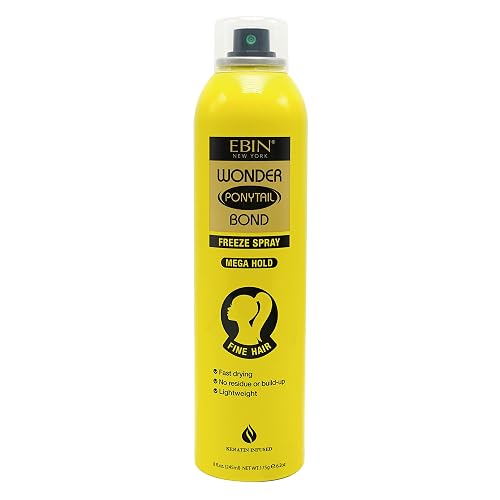EBIN NEW YORK Wonder Ponytail Bond Freeze Spray Extra Mega Hold - Fine Hair 8oz/ 245ml | Long Lasting Hold, 24-Hour Frizz Control, Shine Enhancing Beauty & Personal Care EBIN NEW YORK