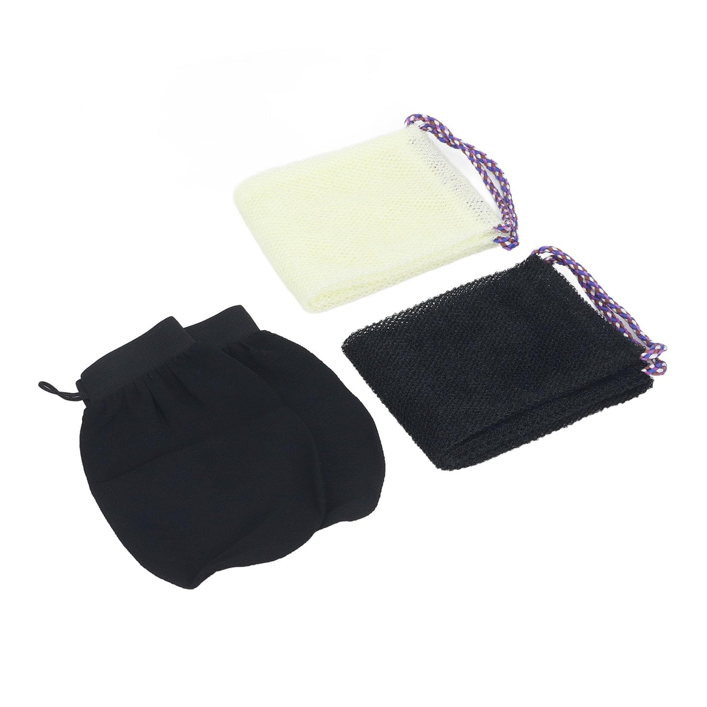 Keenso Long Bath Exfoliating Scrubber for Skin Smoother, Set for Shower, Nylon Material (Black Beige) Beauty and Personal Care Keenso