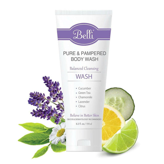Belli Skincare Pure and Pampered Body Wash, Moisturizing Skin Cleanser, Contains Cucumber Green Tea Extracts, For All Skin Types, Dermatologist Beauty & Personal Care Belli