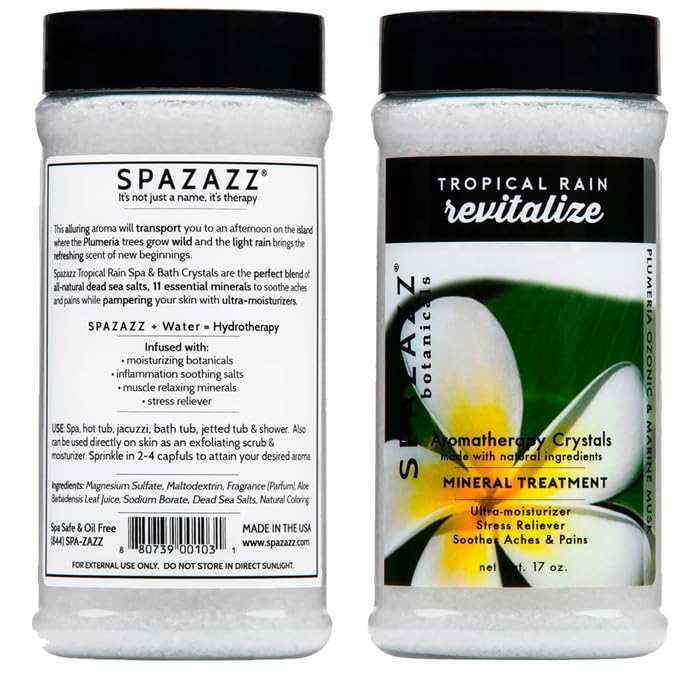 Spazazz Hot Tub Aromatherapy Bath Salt Crystals 3-Pack Bundle - Eucalyptus Mint Stimulate - Tropical Rain Revitalize - Honey Mango Arouse - Botanicals Beauty and Personal Care SPAZAZZ SPA BOMBZZ