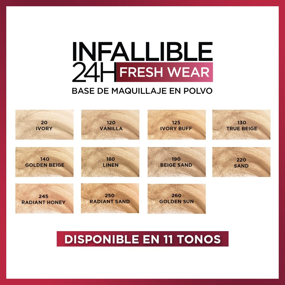 L'Oreal Paris Makeup Infallible Fresh Wear Foundation in a Powder, Up to 24H Wear, Waterproof, Linen, 0.31 oz. Beauty & Personal Care L'Oreal Paris