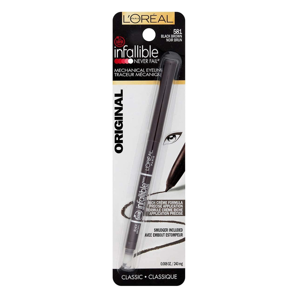 L'Oréal Paris Infallible Never Fail Eyeliner, 581 Black Brown (Pack of 2)