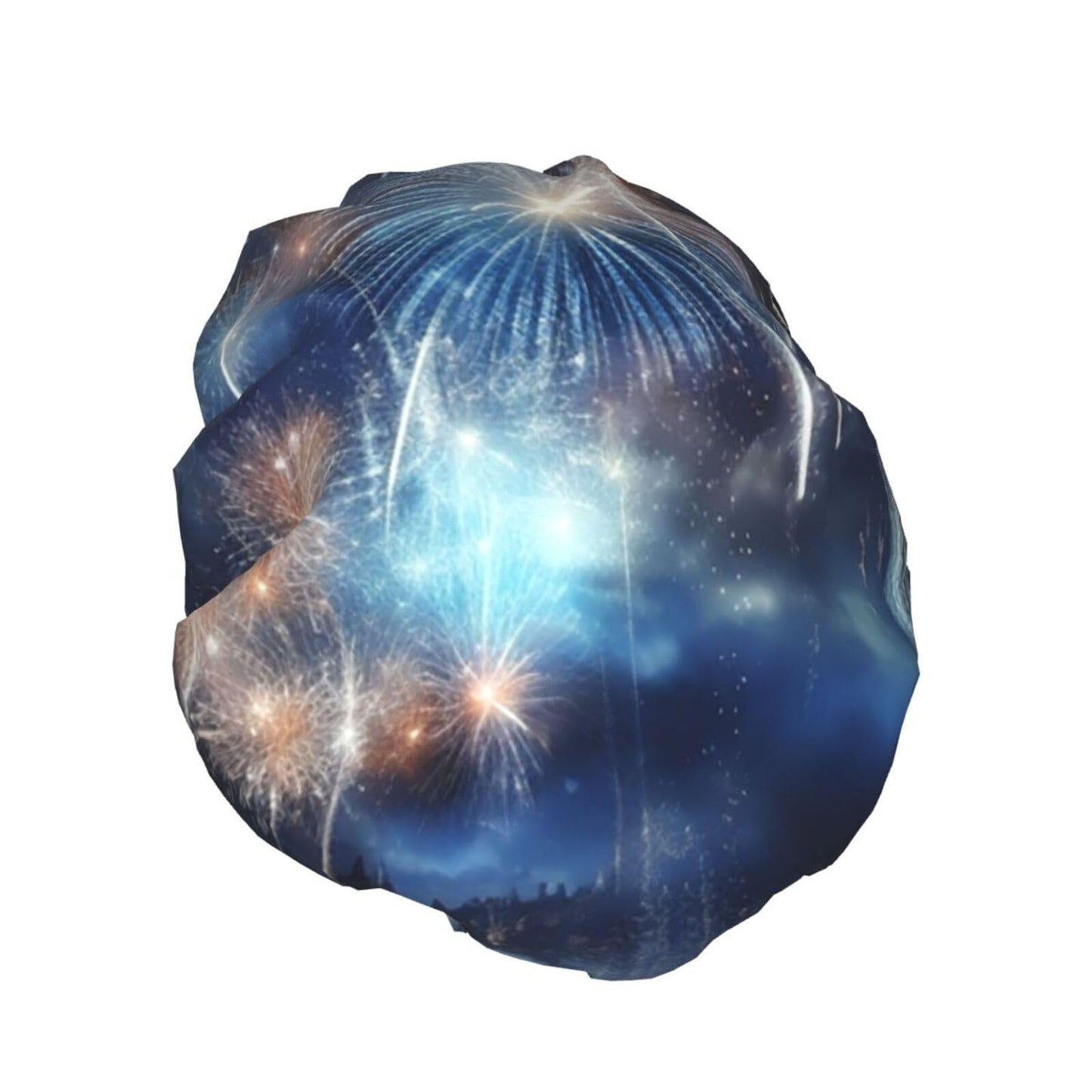 New Year Pyrotechnics Shower Cap For Women Reusable Double Layers Bathing Bath Cap Hair Caps Waterproof Elastic Band Ladies Spa Salon Shower Hat Hair Beauty and Personal Care GDSHJKLW