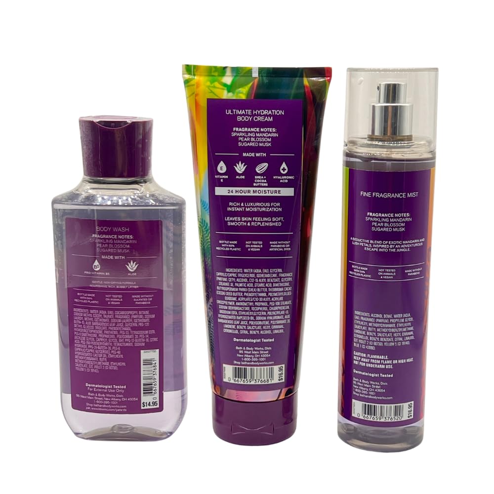 Bath & Body Works INTO THE WILD Fine Fragrance Mist, Ultimate Hydration Body Cream & Body Wash 3-piece Gift Set with a Blue Bow for Holidays - Full Beauty and Personal Care Bath & Body Works