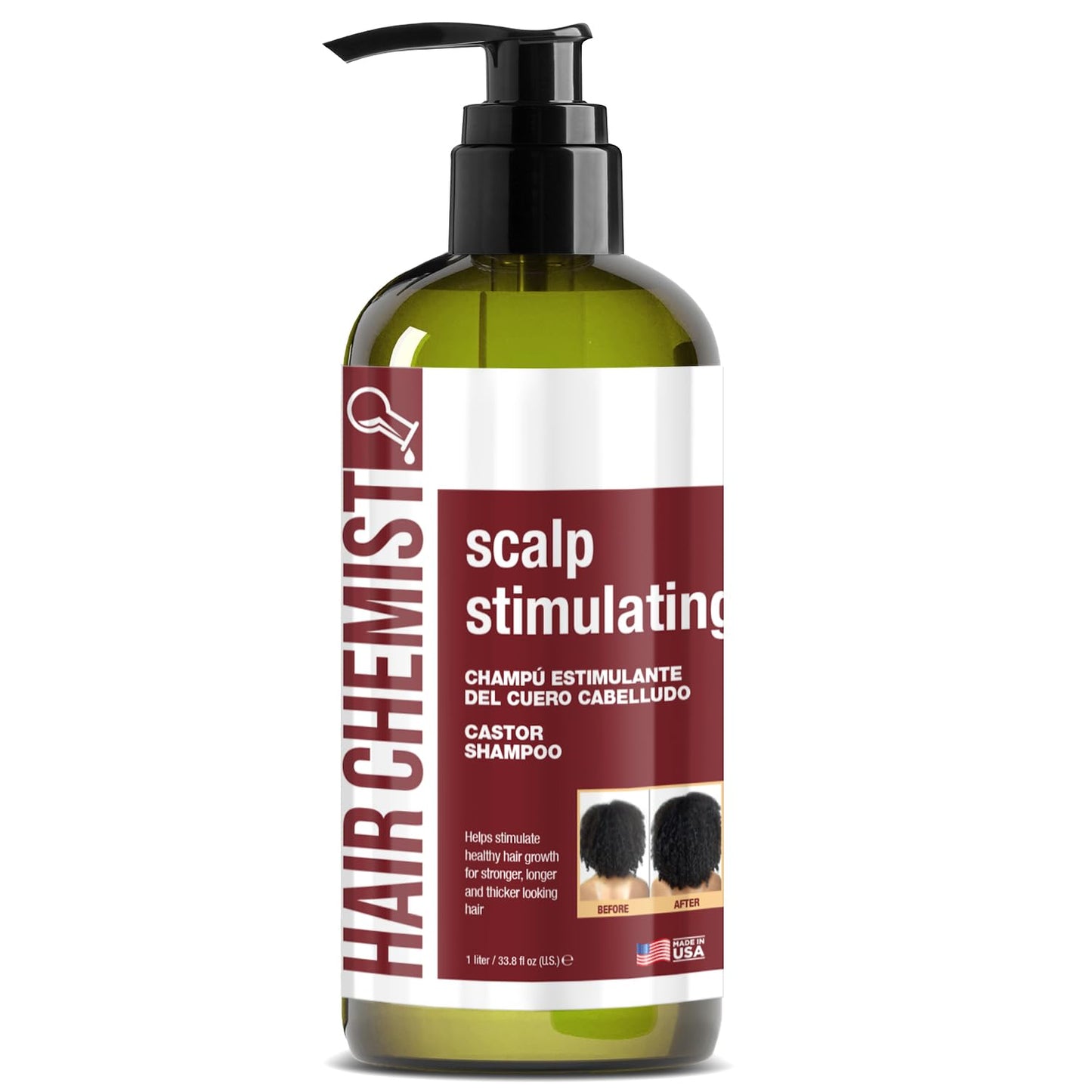 Hair Chemist Scalp Stimulating Castor Oil Shampoo 33.8 oz. & Conditioner 33.8 oz. Set - 2-PC Gift Box - Castor Oil Hair Shampoo and Castor Oil Hair Beauty & Personal Care Hair Chemist