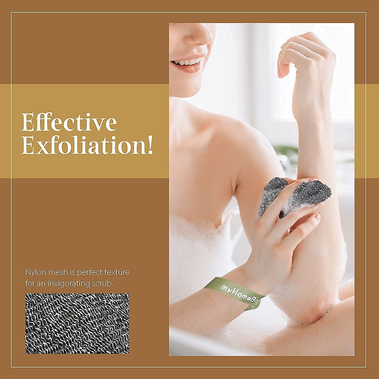 myHomeBody Soap Pocket Squares Exfoliating Pouch, Body Scrubber, Exfoliator Sponge for Bath or Shower, or Leftover Bits Saver, Graphite Gray, 3 Pack + Beauty and Personal Care myHomeBody