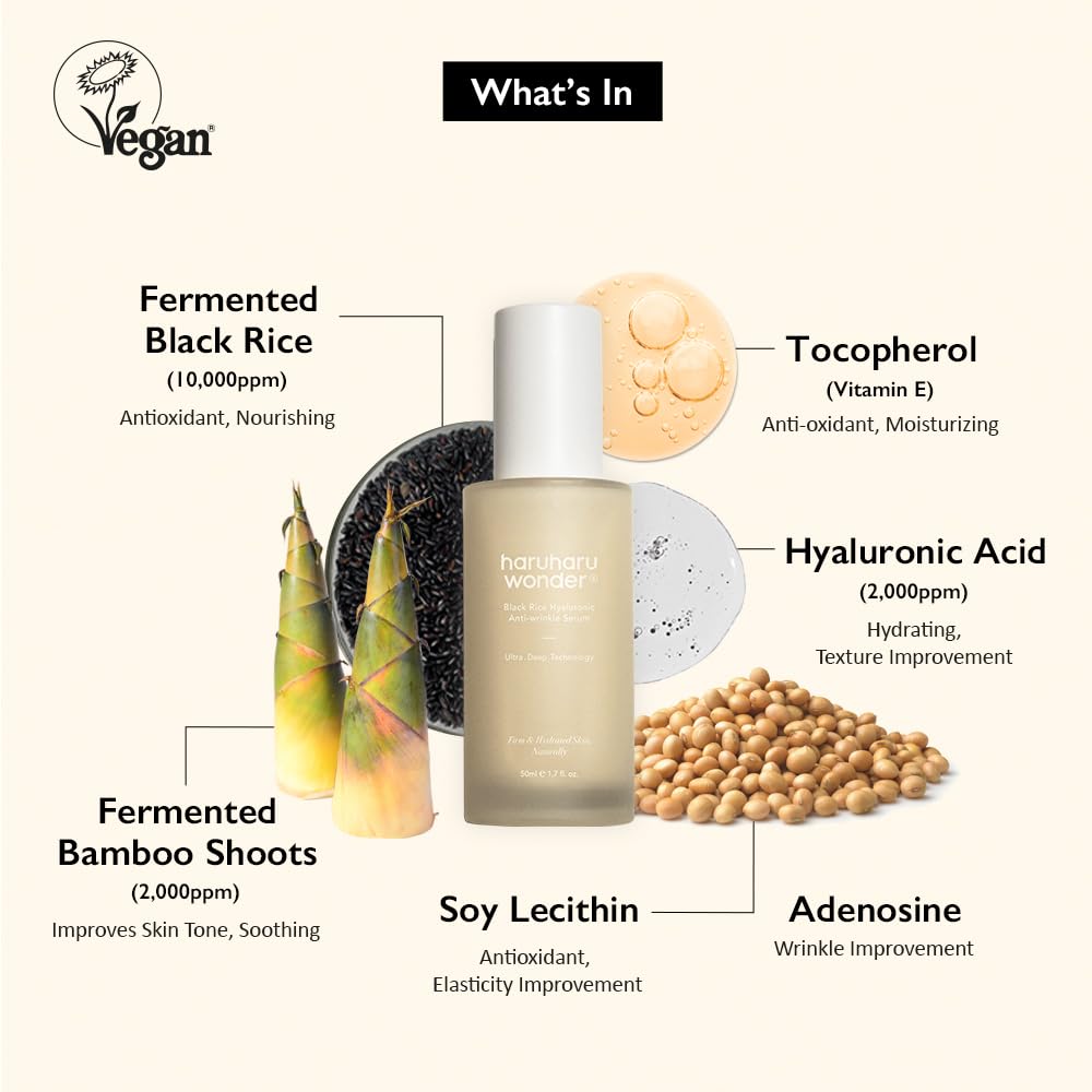 Haruharu Wonder Black Rice Hyaluronic Anti-Wrinkle Serum 1.6 fl. oz / 50 ml | Wrinkle Care, Skin Tightening Beauty & Personal Care HARUHARU