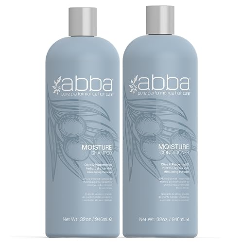 ABBA - Pure Moisture Shampoo & Conditioner Hydrating & Nourishing Value Duo Set - Olive Butter & Peppermint Oil, 32 fl oz Each Beauty & Personal Care ABBA